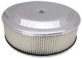 Air Cleaner, Chrome 14" X 4" Race Car Style  -Paper Element and Hi-Lip Base Photo Main