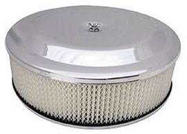 Air Cleaner, Chrome 14" X 4" Race Car Style -Paper Element and Off-Set Base Photo Main