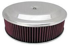 Air Cleaner, Chrome 14" X 4" Race Car Style  -Washable Element and Off-Set Base Photo Main