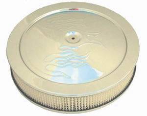 Air Cleaner, Chrome 14" X 4" With "Flames" -Paper Element and Hi-Lip Base Photo Main