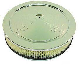 Air Cleaner, Chrome 14" X 3" With "Flames" -Paper Element and Off-Set Base Photo Main