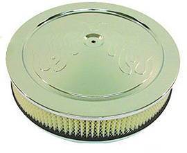Air Cleaner, Chrome 14" X 3" With "Flames" -Paper Element and Dominator Base Photo Main