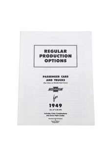 Chevrolet Option Booklet - (RPO) Regular Production Options Photo Main