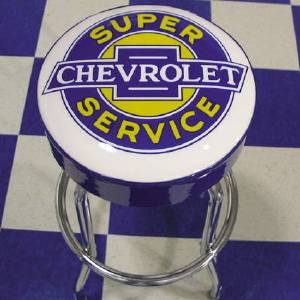 Detail Chevy Parts Bar Stool With Chevrolet Service Logo Swivel