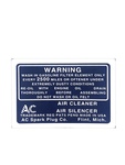 Chevrolet Parts -  Chevrolet Decal - Air Cleaner, Dry