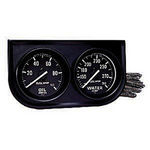  Parts -  Instrument Gauges - Auto Meter Autogage Series. 2-1/16" Black Face, Black Panel 2-Gauge Set: Oil and Temp (130-280). Mechanical