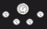  Parts -  Instrument Gauges - (5 Gauge Set) - Classic White Series With Flat Lens 12v