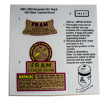 Chevrolet Parts -  Chevrolet Decal Set - Fram Oil Filter, 1940s