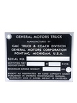 GMC Parts -  Truck Data Plate (Metal) Door Post, 1/2 Ton GMC