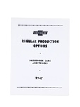 Chevrolet Parts -  Chevrolet Option Booklet - (RPO) Regular Production Options