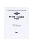 Chevrolet Parts -  Option Booklet - (RPO) Regular Production Options