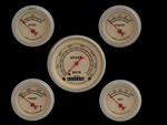  Parts -  Instrument Gauges - (5 Gauge Set) - Vintage Series With Curved Lens 12v